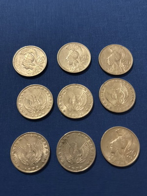 20 Drachma Coins 1973 new, pack of 9