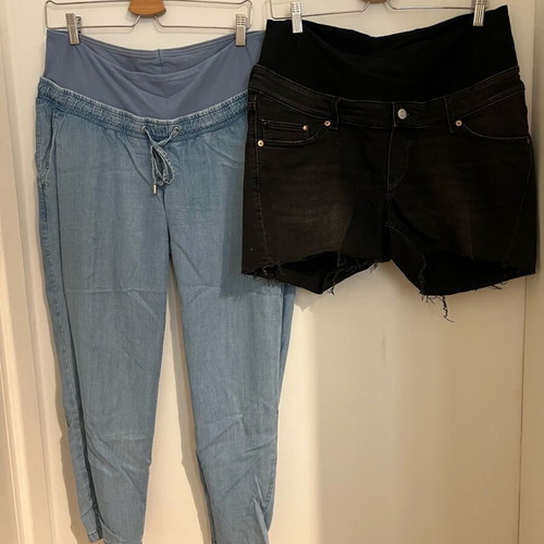H&M maternity clothes set Medium, fabric pants and denim shorts like new