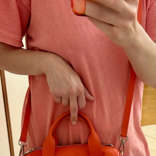 Leather bag new French finest quality orange handbag