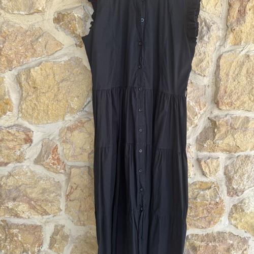 Black Midi Shirt Dress XL like new with Buttons and Ruffles