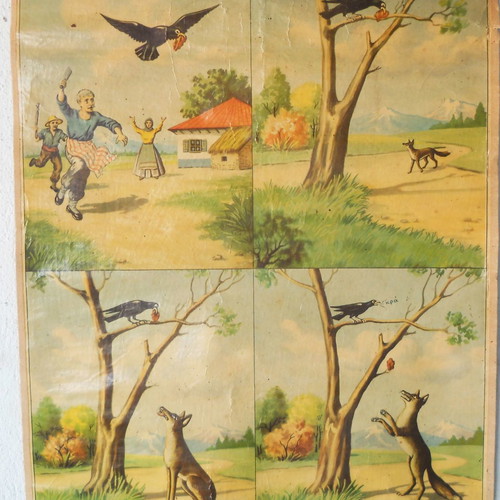 Old school map The crow and the fox used