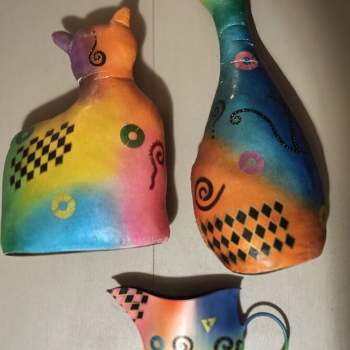 Decorative cats like new set of three contemporary art pieces