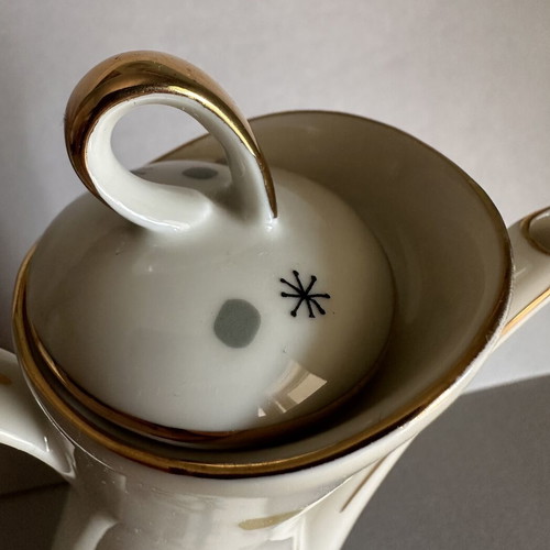 Vintage Bavaria porcelain coffee pot with lid, Mid-Century design