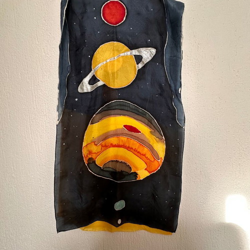 Silk scarf solar system like new