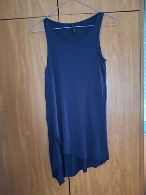 Stradivarius Long Asymmetric Sleeveless Top like new, blue