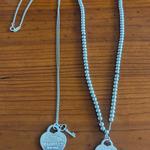 Tiffany & Co heart pendant necklaces, sterling silver 925