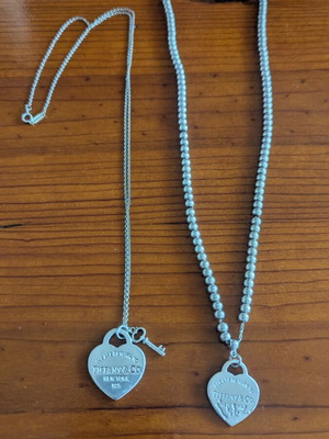 Tiffany & Co heart pendant necklaces, sterling silver 925