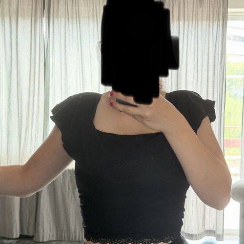 Bershka black off-shoulder crop top with ruffles size M like new