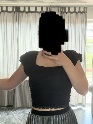 Bershka black off-shoulder crop top with ruffles size M like new
