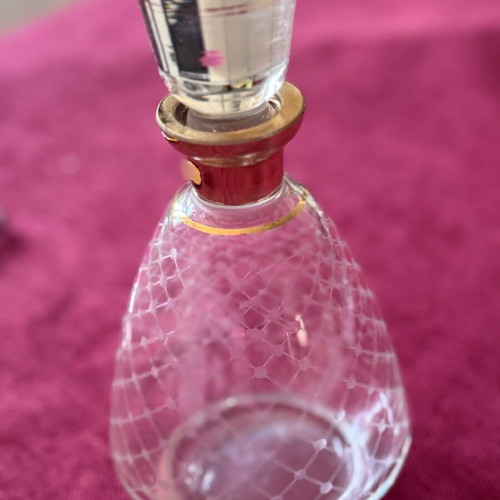 Crystal gold-plated antique carafe like new, height 21cm