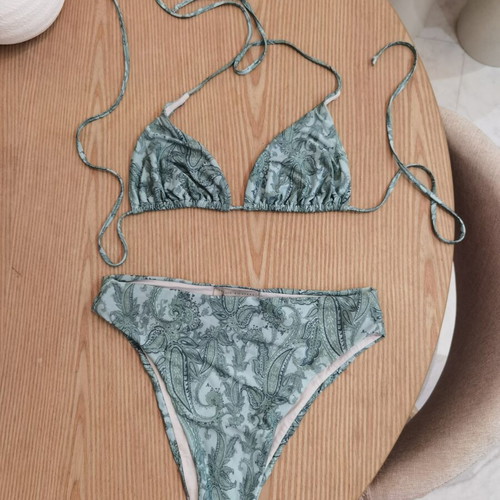 Vassia Kostara bikini set like new, turquoise paisley