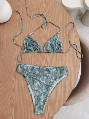 Vassia Kostara bikini set like new, turquoise paisley