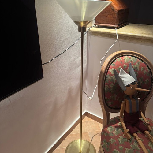 IKEA floor lamp vintage used, gold-plated, 1.32m, 20W bulb
