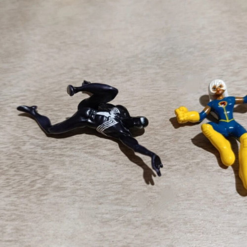 Superhero figures set of 3 used, including Spiderman and Woman