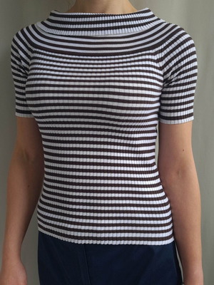 Max Mara women's striped blouse size S, 100% cotton, slim fit like new