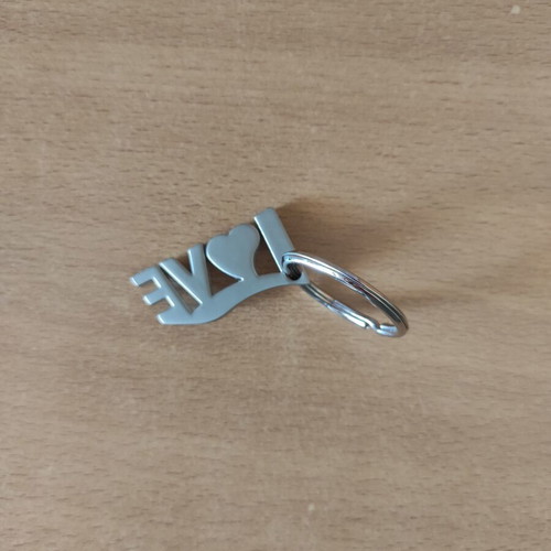 Metal keychain "LOVE" with red heart, new