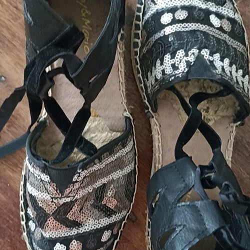 Espadrilles Joy & Mario 38 like new, black, beige, embroidered with sequins