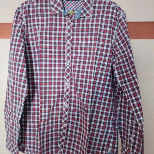 Celio checked dress shirt XL like new, red and white