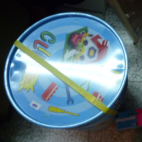 Petalo Metal Bucket with Blocks and Playmobil Figure New