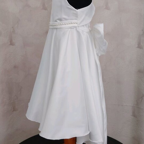 Baptism set unicorn theme white satin dress open back