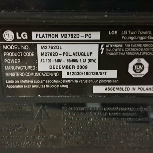 LG Flatron M2762D 27" Monitor like new, Full HD