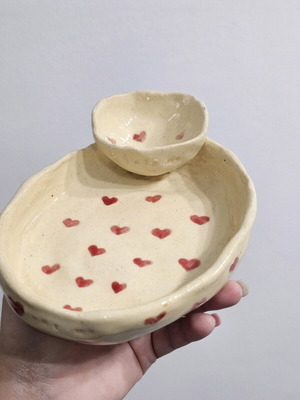 Ceramic handmade plate Eat me-dip me new, 100% food safe