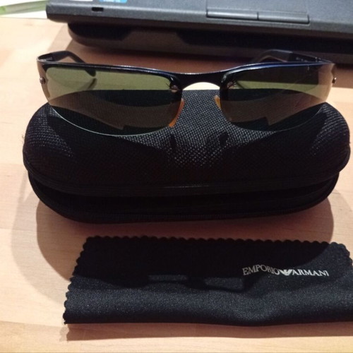 Emporio Armani sunglasses used, black with lens wear