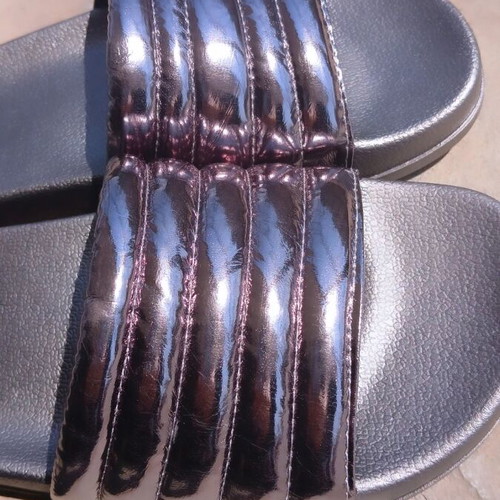 Gun metal silver slides, size 37