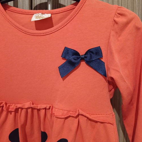 Mako dress for girls 5-6 years coral with black polka dots like new