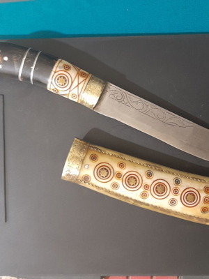 Decorative handmade knife with horn like new