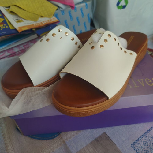 Diamantique Women's Anatomical Flatform Sandals White Size 38 New