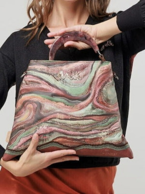 Anekke Shoulder Bag new, colorful with wooden handle