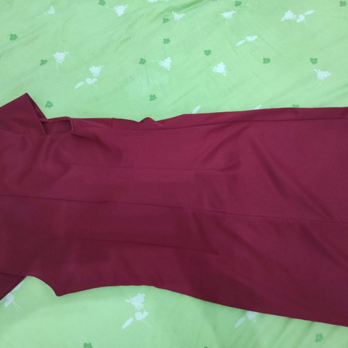 Red women's dress size S with drape and chest opening
