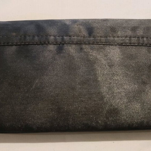 Evening satin handbag new, gray silver with chain