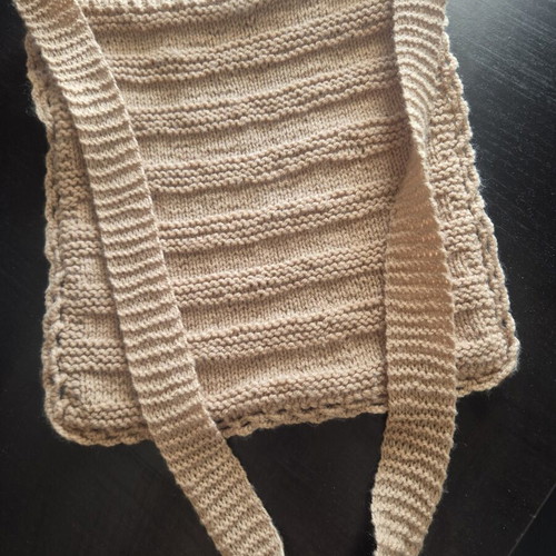 Handmade Knitted Shoulder Bag Type Tagari New, Beige-Camel