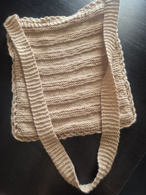 Handmade Knitted Shoulder Bag Type Tagari New, Beige-Camel