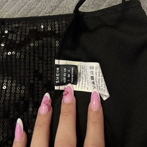 Shein sequin backless top like new, black, size S