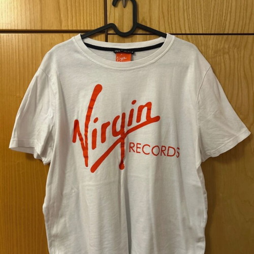 Virgin Records cotton short-sleeve T-shirt like new, white, size L