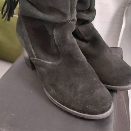 Women's suede leather boots black, like new, size 36