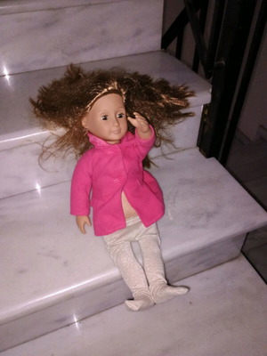 Our Generation doll used, size 46 cm, pink coat
