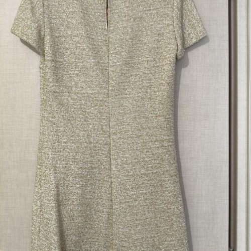 Handmade Gold Mini Tweed Lurex Shift Dress Size S/M new