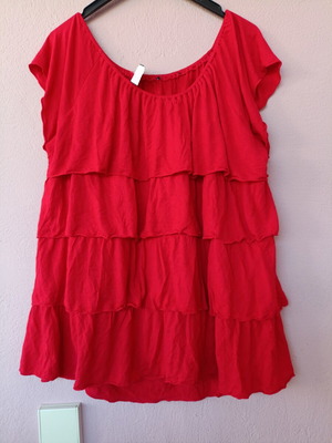 Plus Plus Size Red Tiered Ruffle Tunic Top new, size 5XL