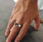 Agma silver men's ring with black rubber, new