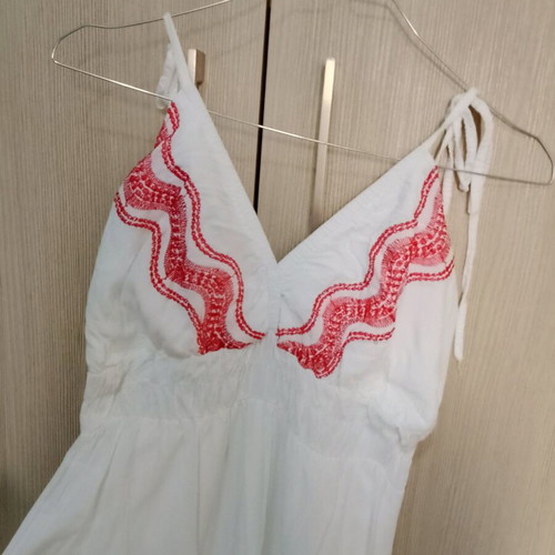 Boho long dress new, size Small-Medium, cotton, white