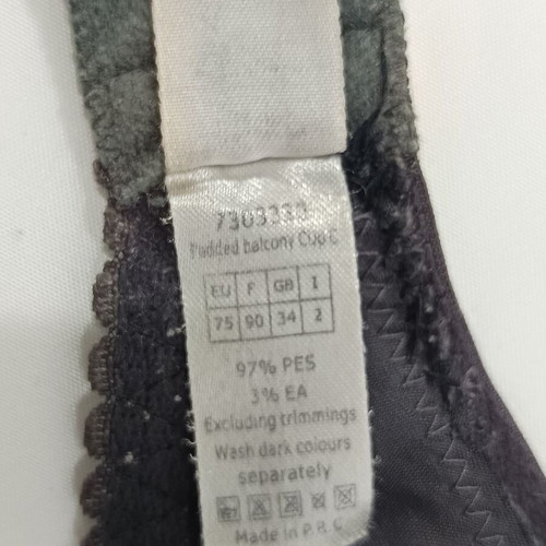 Venus Victoria bra charcoal lace 75C like new
