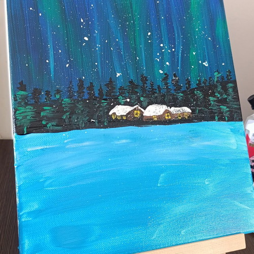 Small painting with northern lights new