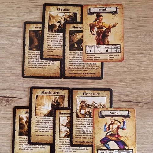 HeroQuest Monk Hero expansion like new with 7 skill cards