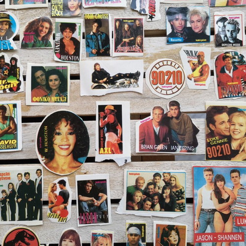 Vintage stickers of actors and singers used, pack of 43