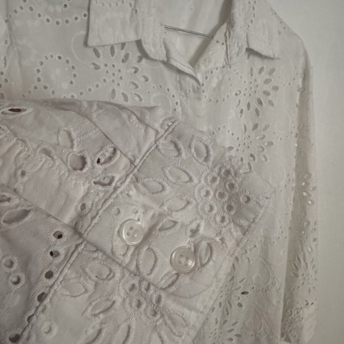 Zara embroidered summer shirt, white, size L