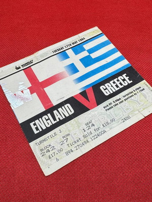 England - Greece 1994 Friendly World Cup Preparation Ticket at Wembley used